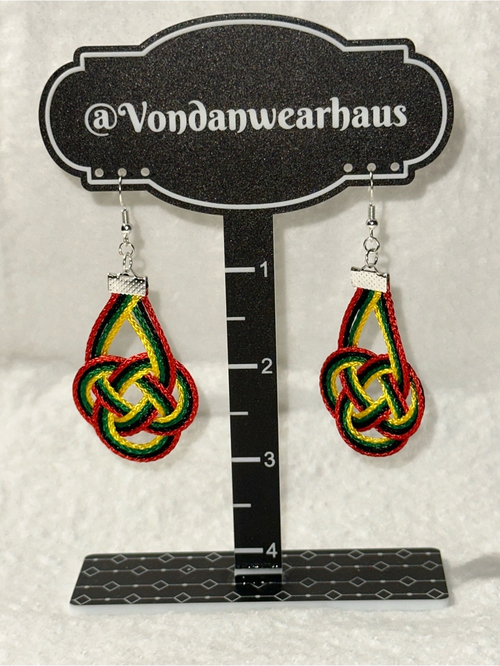 Handmade Red Black Green Yellow Thread Earrings